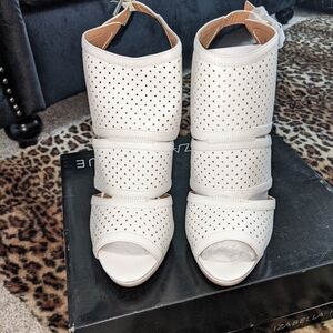 White heeled sandals